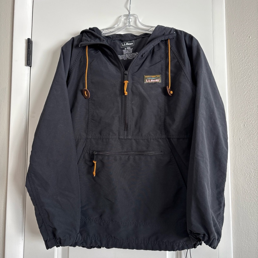 LL Bean Women's Hooded Jacket S 501345 Mountain Classic Anorak Pullover Black